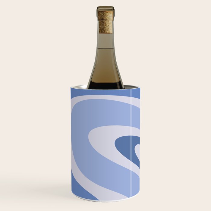 Retro Swirls Periwinkle Blue Abstract Wine Chiller Gallery Image 2