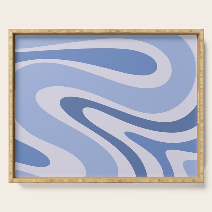 Retro Swirls Periwinkle Blue Abstract Serving Tray Gallery Image 1