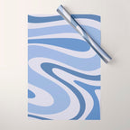 Retro Swirls Periwinkle Blue Abstract Wrapping Paper Gallery Image 1
