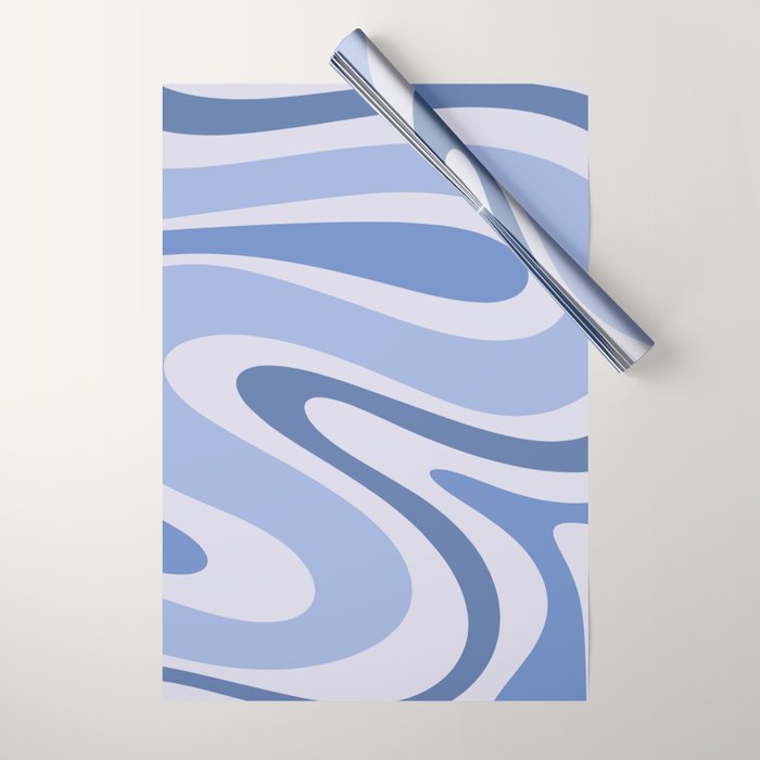 Retro Swirls Periwinkle Blue Abstract Wrapping Paper Gallery Image 1
