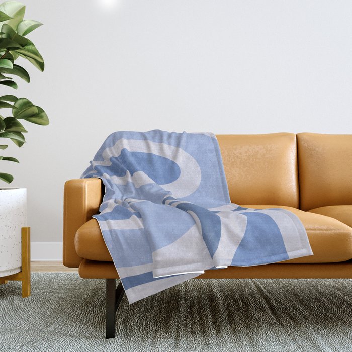 Retro Swirls Periwinkle Blue Abstract Throw Blanket Gallery Image 1