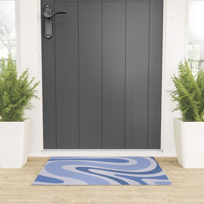 Retro Swirls Periwinkle Blue Abstract Welcome Mat Gallery Image 3