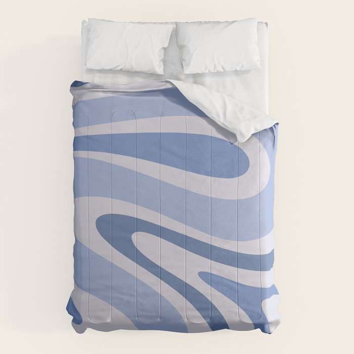 Retro Swirls Periwinkle Blue Abstract Comforter Gallery Image 1