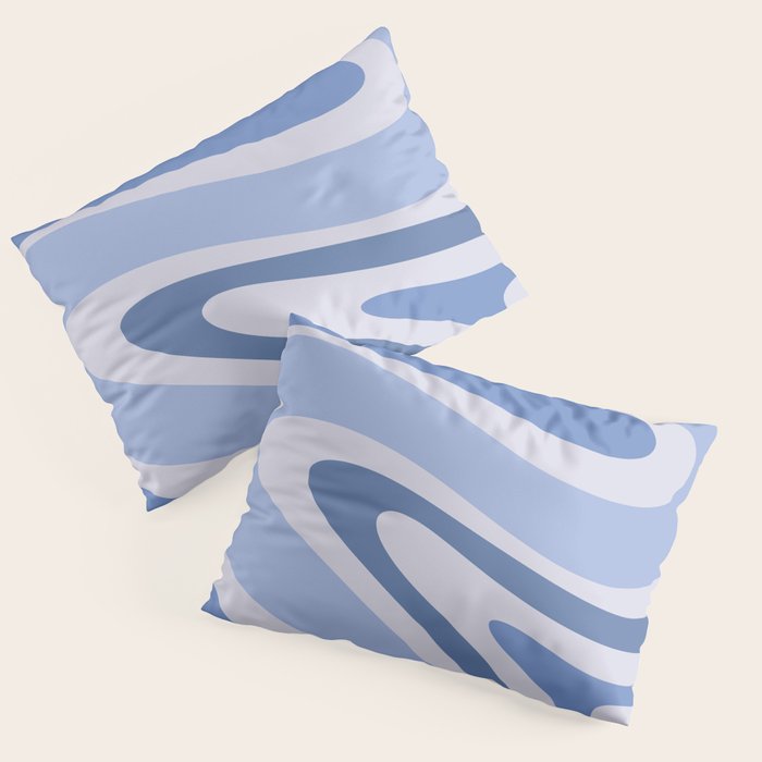 Retro Swirls Periwinkle Blue Abstract Pillow Sham Gallery Image 1