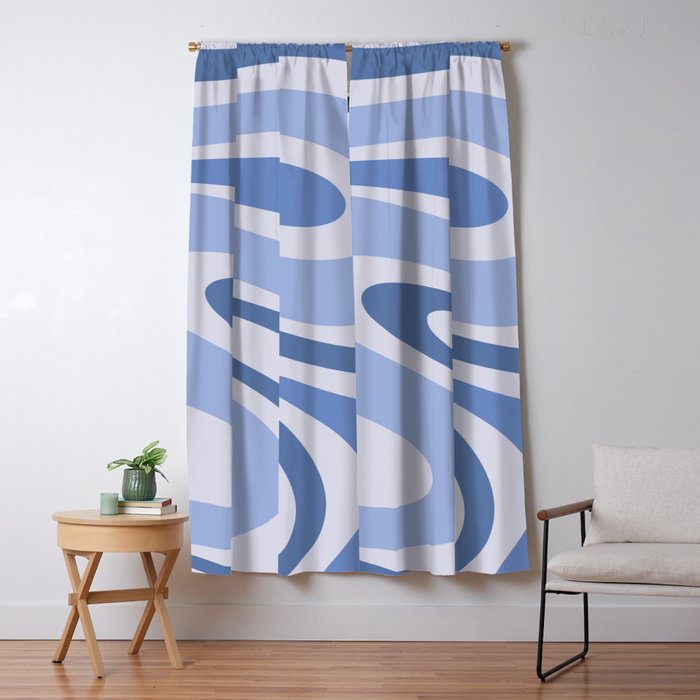 Retro Swirls Periwinkle Blue Abstract Window Curtain Gallery Image 5