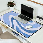 Retro Swirls Periwinkle Blue Abstract Desk Mat Gallery Image 2
