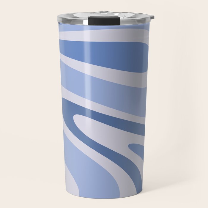Retro Swirls Periwinkle Blue Abstract Travel Mug Gallery Image 1
