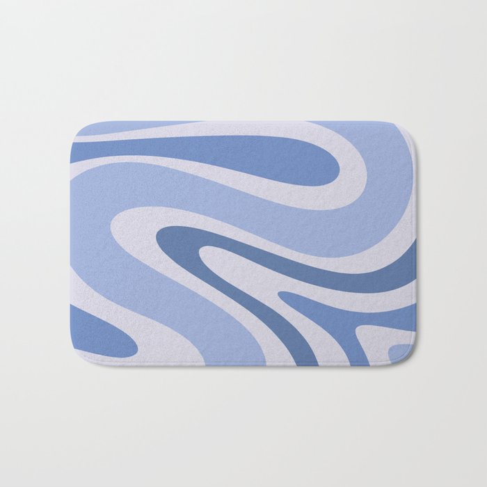 Retro Swirls Periwinkle Blue Abstract Bath Mat Gallery Image 1