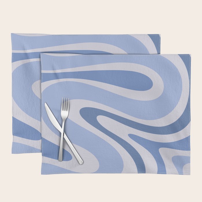 Retro Swirls Periwinkle Blue Abstract Placemat Gallery Image 1