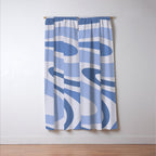 Retro Swirls Periwinkle Blue Abstract Window Curtain Gallery Image 3