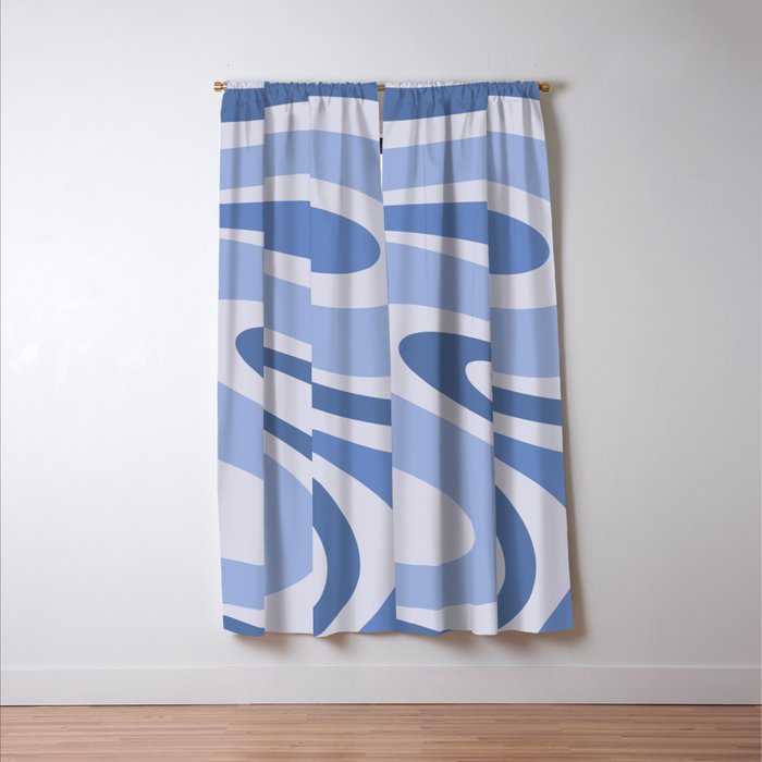 Retro Swirls Periwinkle Blue Abstract Window Curtain Gallery Image 3