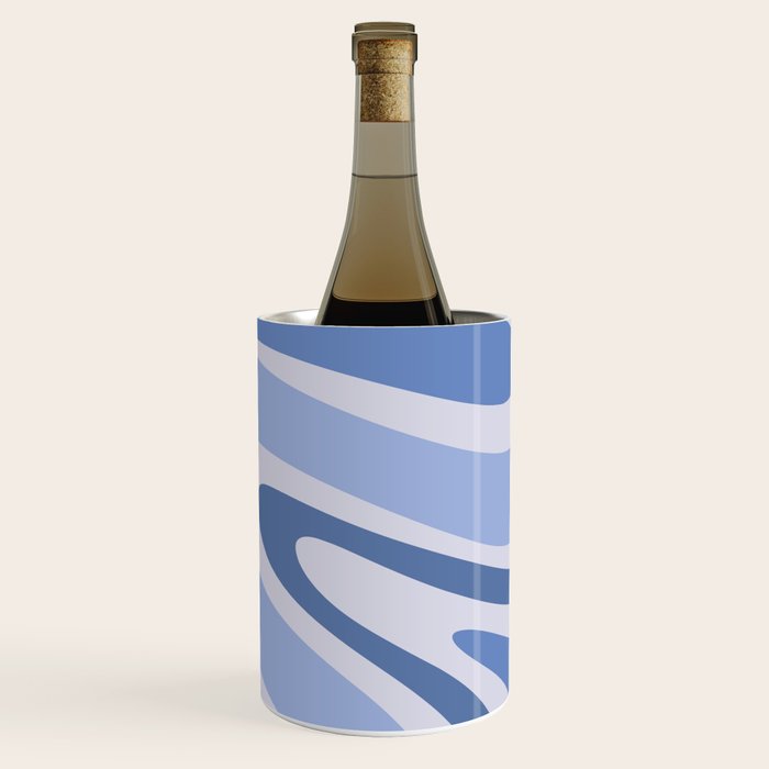 Retro Swirls Periwinkle Blue Abstract Wine Chiller Gallery Image 1
