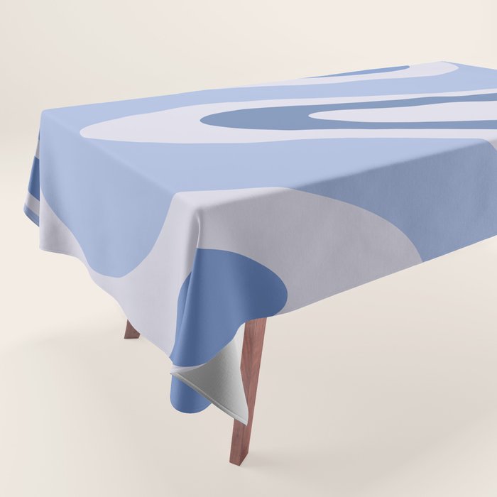 Retro Swirls Periwinkle Blue Abstract Tablecloth Gallery Image 1