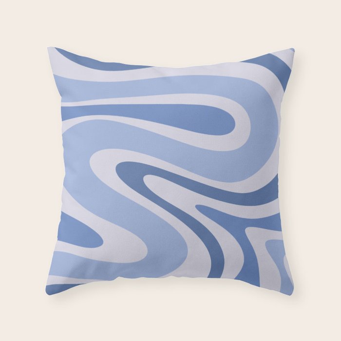 Retro Swirls Periwinkle Blue Abstract Throw Pillow Gallery Image 6