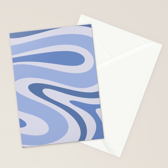 Retro Swirls Periwinkle Blue Abstract Stationery Card Gallery Image 2