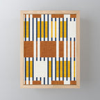 Bold minimalist retro stripes // midnight blue goldenrod yellow and copper brown geometric grid  Mini Art Print Gallery Image 1