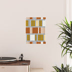 Bold minimalist retro stripes // midnight blue goldenrod yellow and copper brown geometric grid  Poster Gallery Image 2
