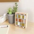 Bold minimalist retro stripes // midnight blue goldenrod yellow and copper brown geometric grid  Mini Art Print Gallery Image 2