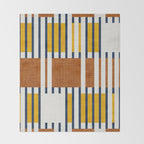 Bold minimalist retro stripes // midnight blue goldenrod yellow and copper brown geometric grid  Throw Blanket Gallery Image 2