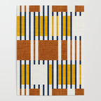 Bold minimalist retro stripes // midnight blue goldenrod yellow and copper brown geometric grid  Poster Gallery Image 4