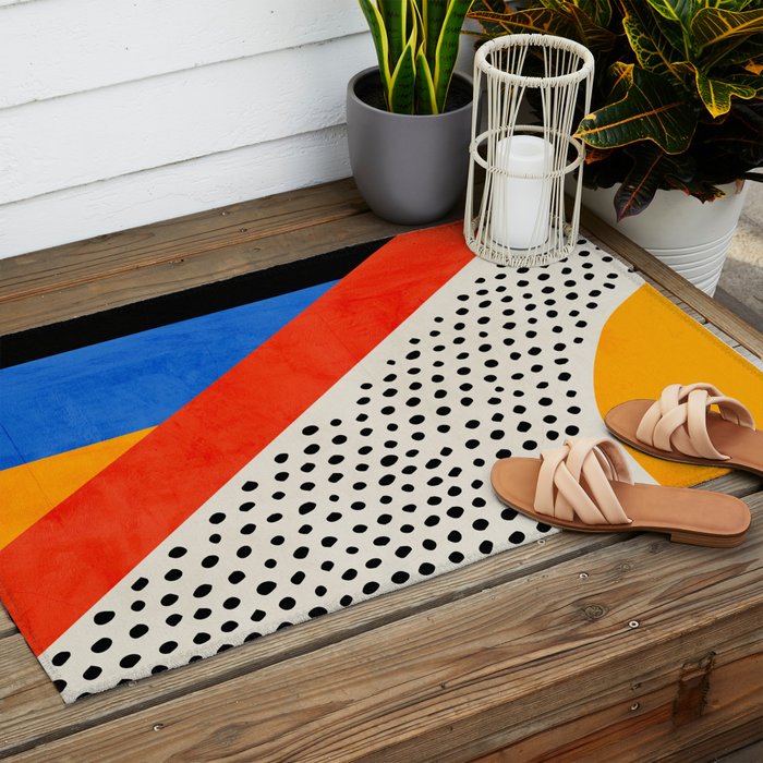 Mid Century Abstract Landscape Outdoor Rug Gallery Image 2