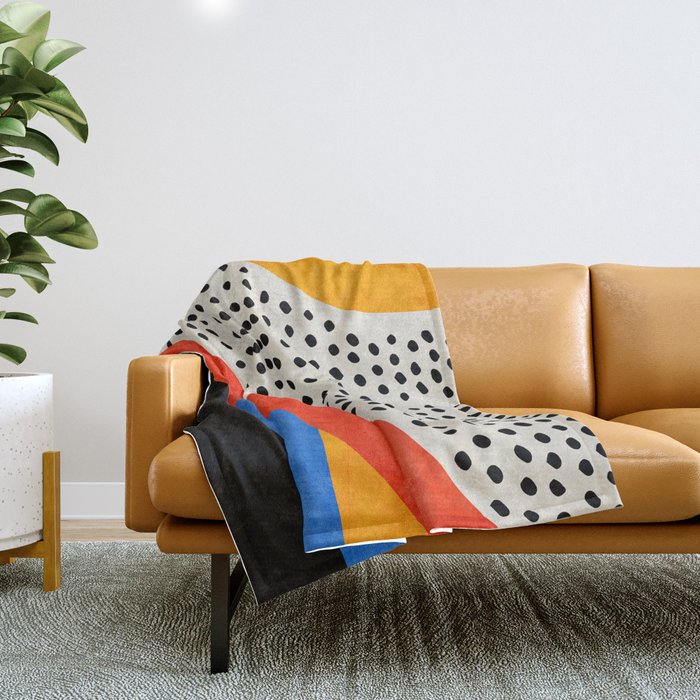 Mid Century Abstract Landscape Throw Blanket Gallery Image 1