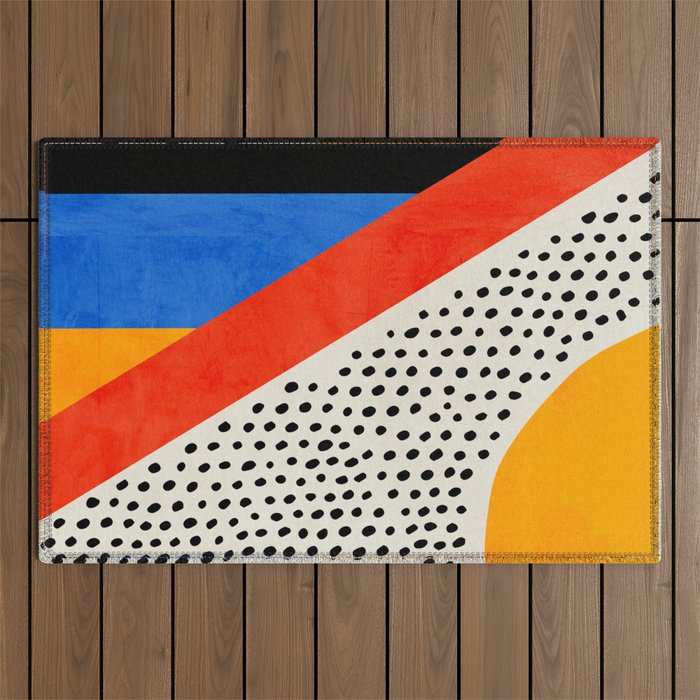 Mid Century Abstract Landscape Outdoor Rug Gallery Image 1