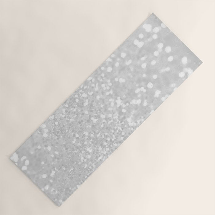 Chic elegant glamour white faux glitter Yoga Mat Gallery Image 1
