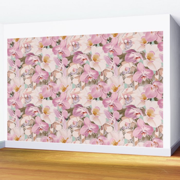 Lush Pink Tropical Flowers I Wall Mural Gallery Image 2