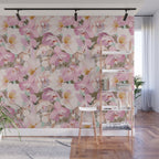 Lush Pink Tropical Flowers I Wall Mural Gallery Image 1
