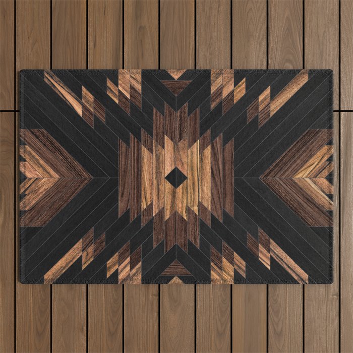 Urban Tribal Pattern No.7 - Aztec - Wood Outdoor Rug Gallery Image 1