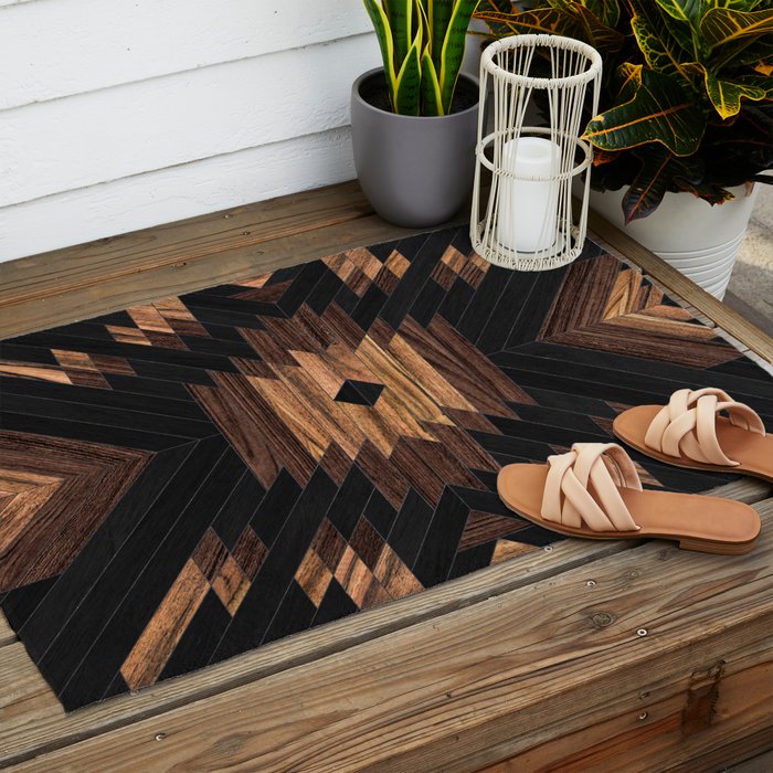 Urban Tribal Pattern No.7 - Aztec - Wood Outdoor Rug Gallery Image 2