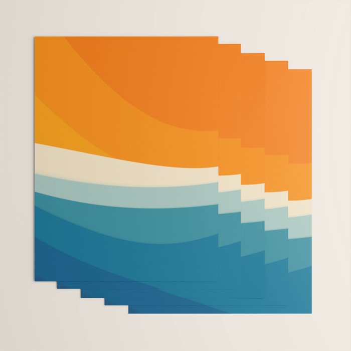 Abstract colorful landscape with wavy sea and sun Wrapping Paper Gallery Image 3