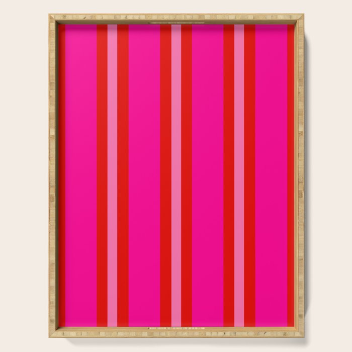 Red and Pink Summer Stripes Serving Tray Gallery Image 1
