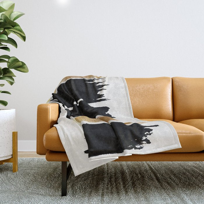 Brush Strokes (Black/Gold) Throw Blanket Gallery Image 1