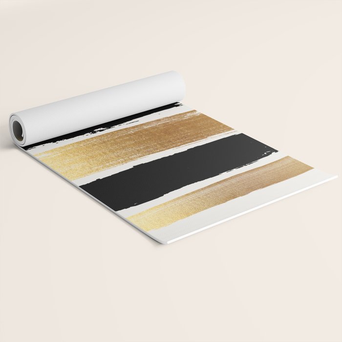 Brush Strokes (Black/Gold) Yoga Mat Gallery Image 2