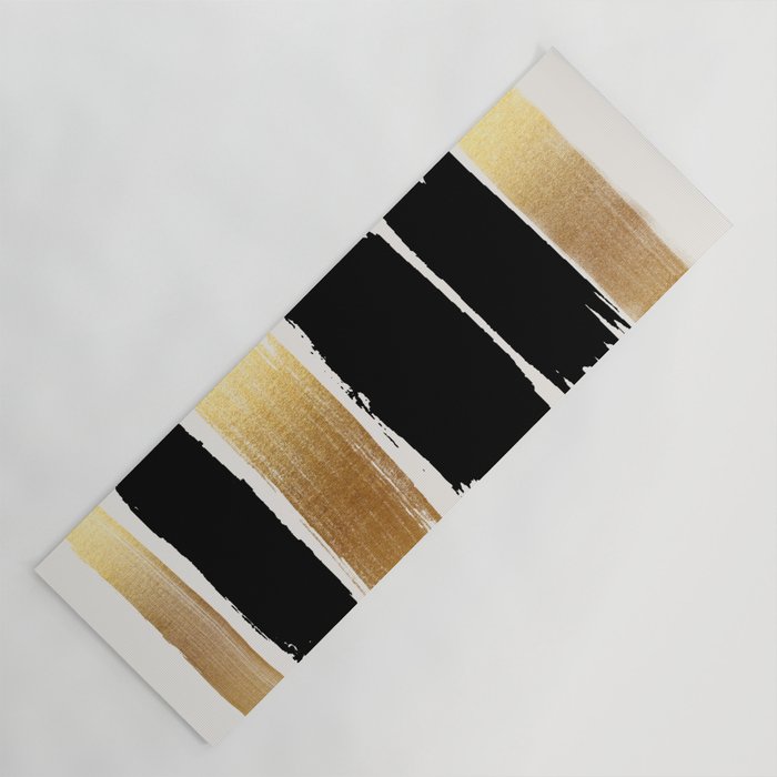 Brush Strokes (Black/Gold) Yoga Mat Gallery Image 1