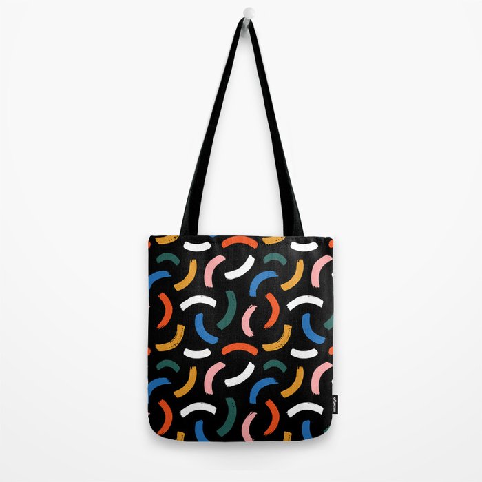 Colorful paint brush stroke line art pattern Tote Bag Gallery Image 2