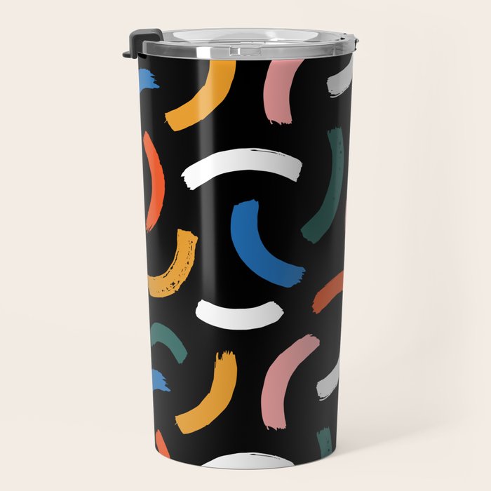 Colorful paint brush stroke line art pattern Travel Mug Gallery Image 3