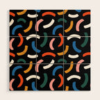 Colorful paint brush stroke line art pattern Wood Wall Art Gallery Image 1