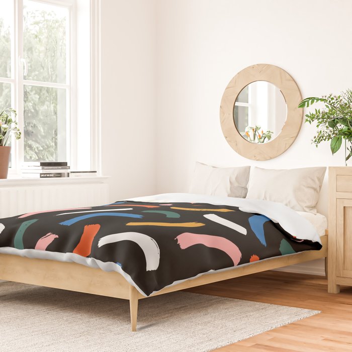 Colorful paint brush stroke line art pattern Duvet Cover Gallery Image 2