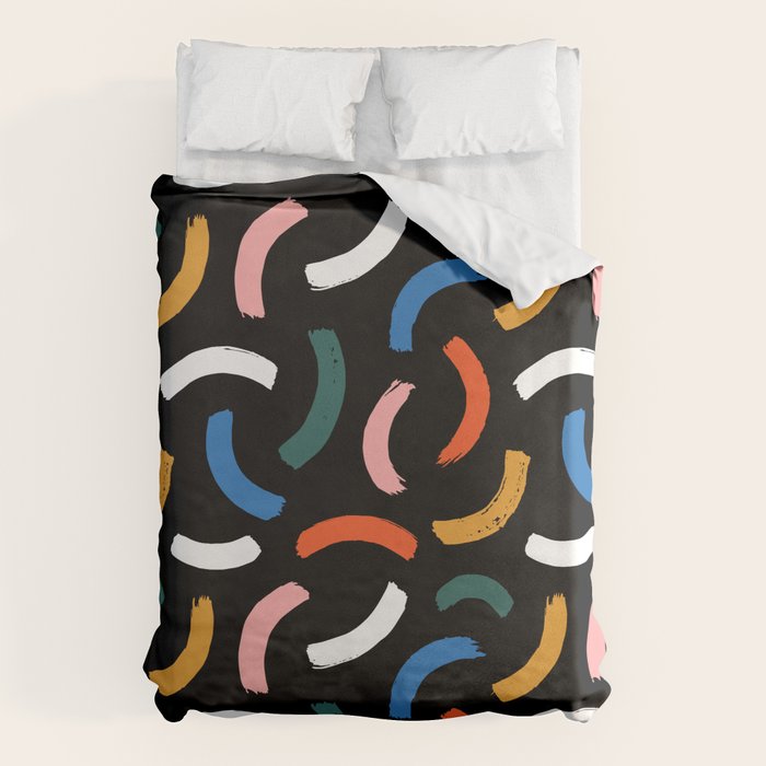 Colorful paint brush stroke line art pattern Duvet Cover Gallery Image 6
