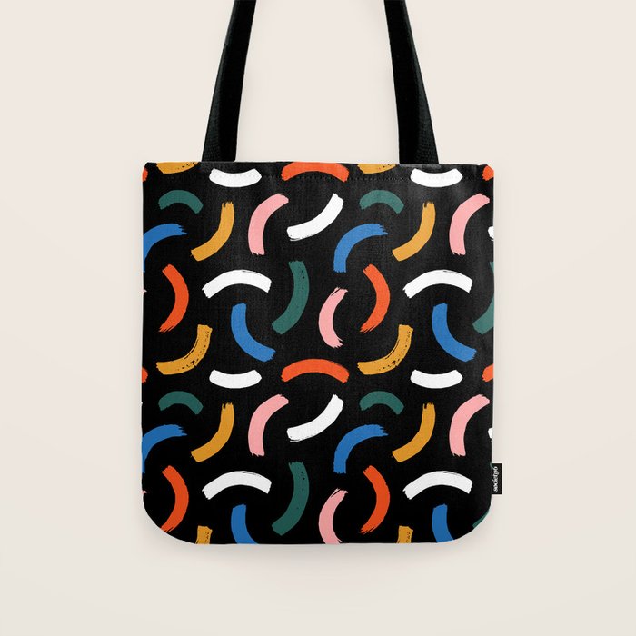 Colorful paint brush stroke line art pattern Tote Bag Gallery Image 1