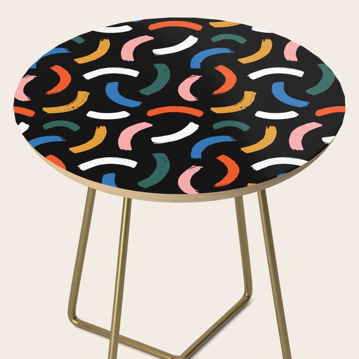 Colorful paint brush stroke line art pattern Side Table Gallery Image 2