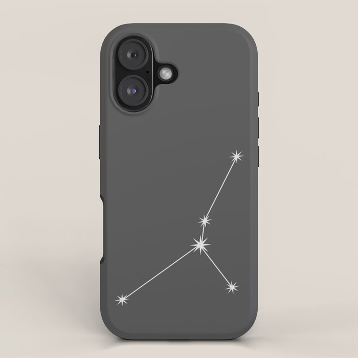 Cancer Zodiac Star Constellation Line Art Grey iPhone Case Gallery Image 1