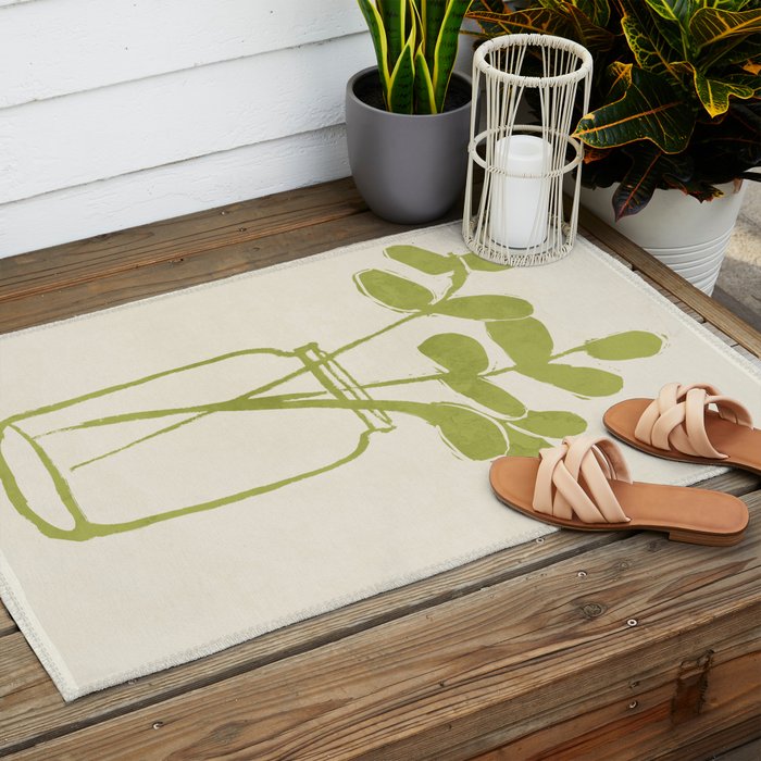 Minimal Abstract Art Plant 40 Outdoor Rug Gallery Image 2