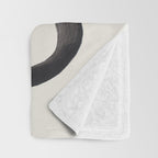 Mid Century Modern Minimalist Abstract Art Brush Strokes Black & White Ink Art Spiral Circles Throw Blanket Gallery Image 3