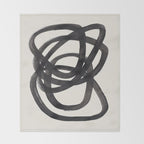 Mid Century Modern Minimalist Abstract Art Brush Strokes Black & White Ink Art Spiral Circles Throw Blanket Gallery Image 2
