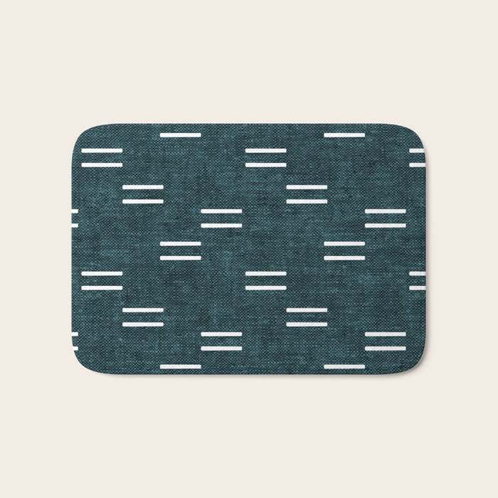 double dash on dark teal Bath Mat Gallery Image 1