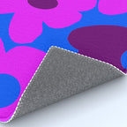 Large Pink and Purple Retro Flowers Blue Background #decor #society6 #buyart Rug Gallery Image 4